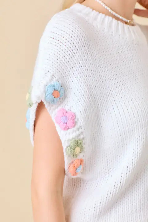 3D Crochet Flower Knit Top