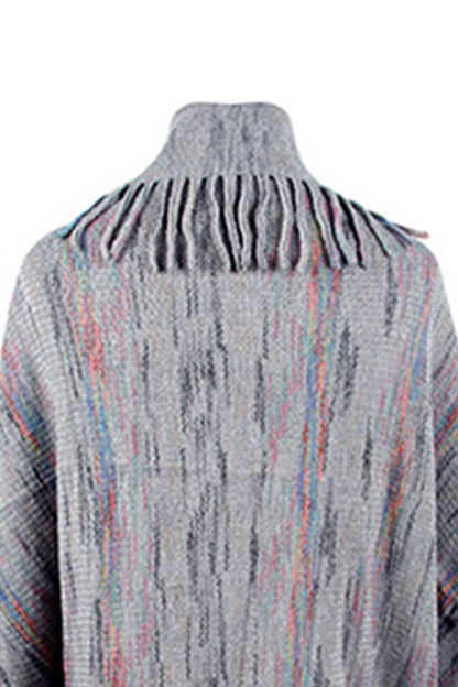 Fringe Detail Printed Poncho