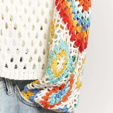 Embroidered Sleeve Cropped Cardigan