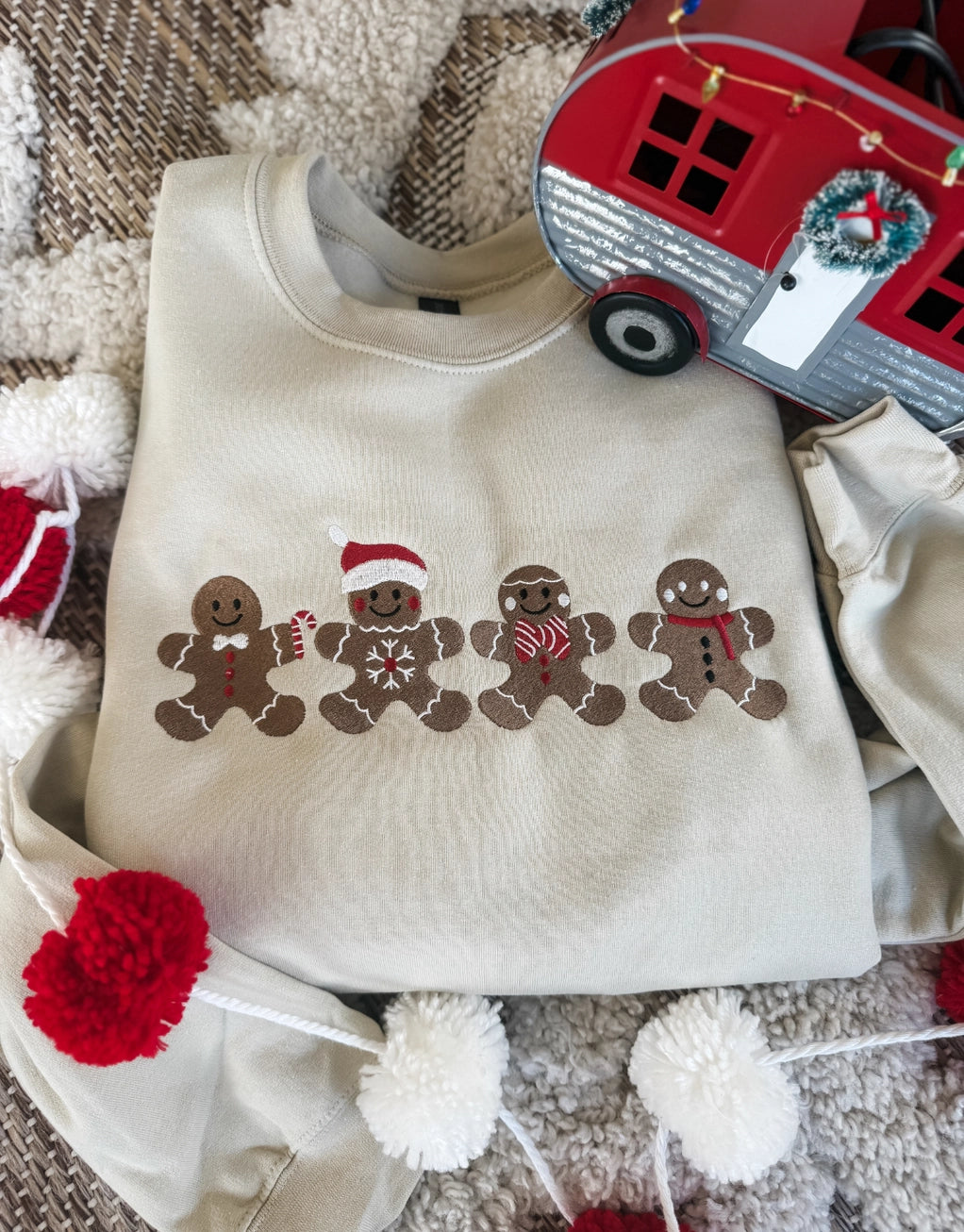 Unisex Gingerbread Men Christmas Embroidered Crewneck
