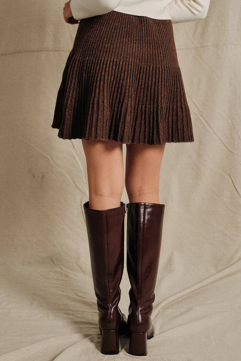 Chloe High-Waist Ribbed Flounce Skirt