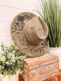 Engraved Floral Grey Hat- She is a Wildflower