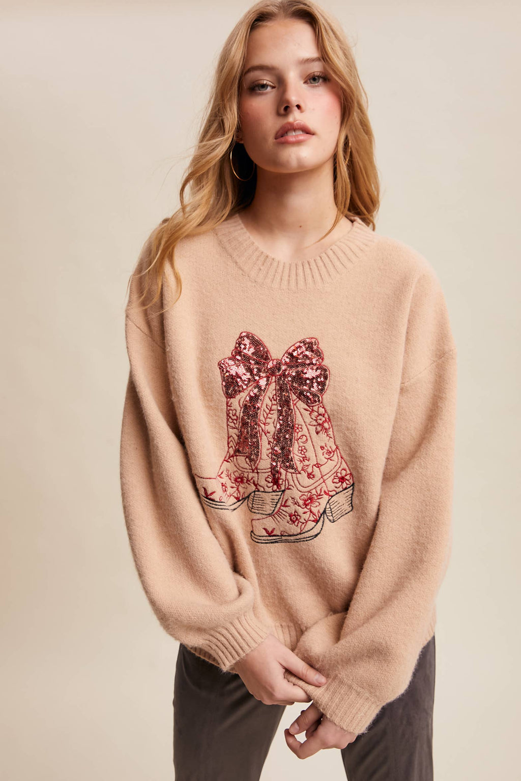 Nashville Sparkle Cowboy Boot Sweater