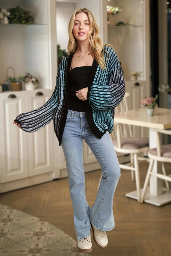 Multi Color Ombre Sweater Cardigan