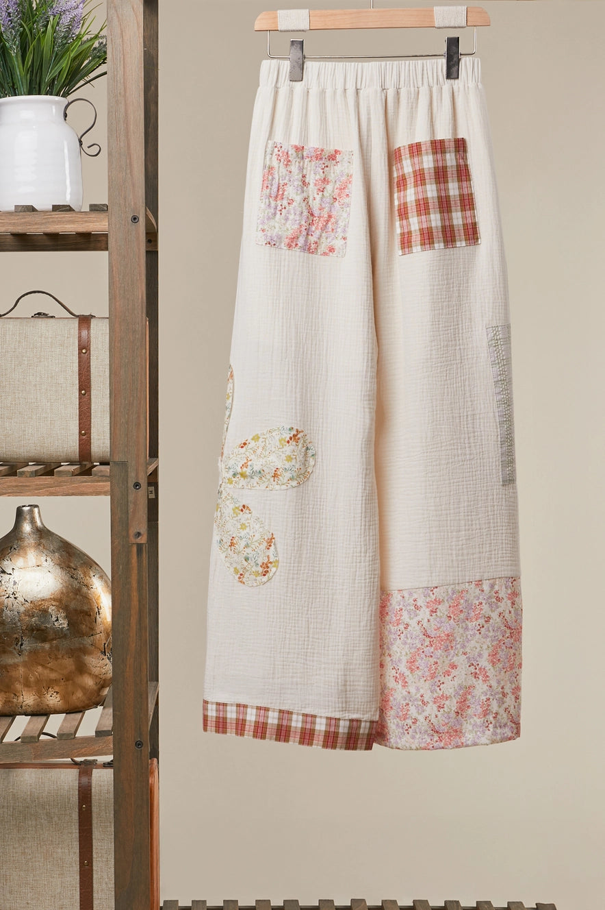 Boho Patchwork Wide Leg Pants