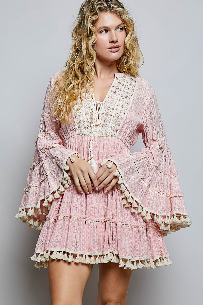 ✨ Boho Chic Embroidery & Tassel Mini Dress ✨