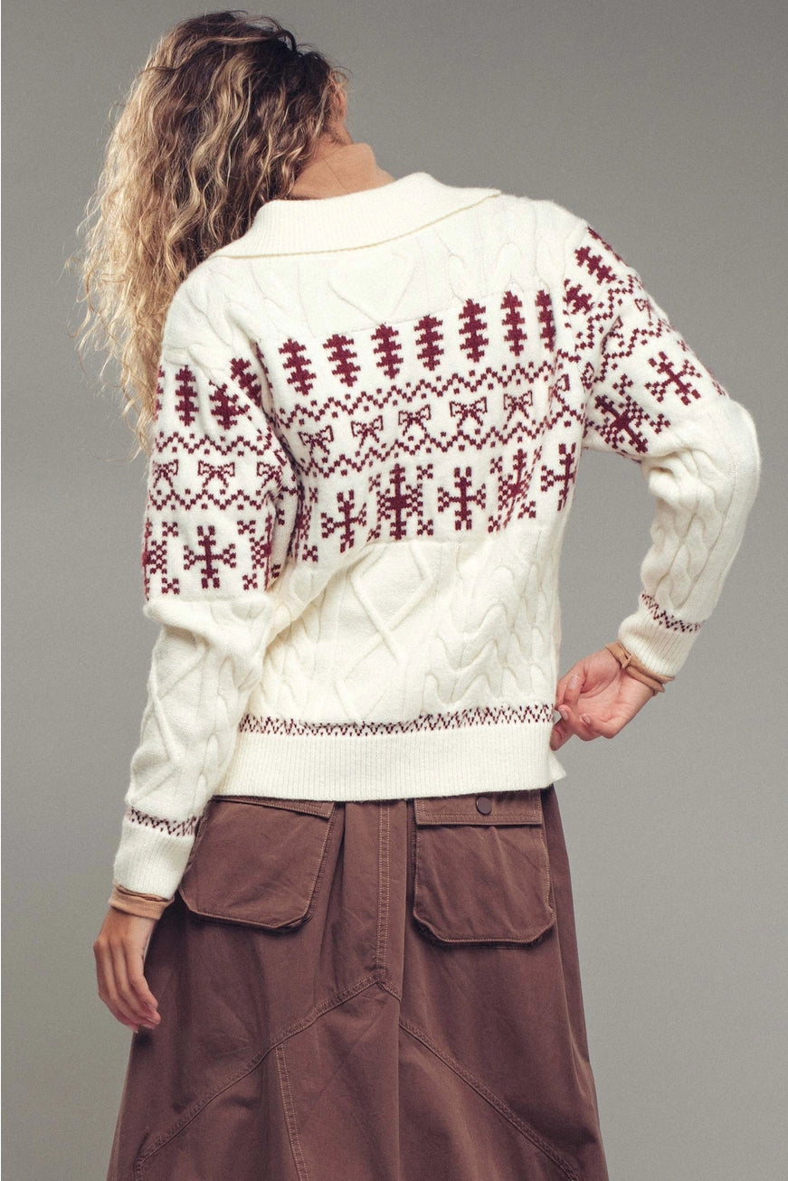 Fair Isle Toggle Knit Cardigan