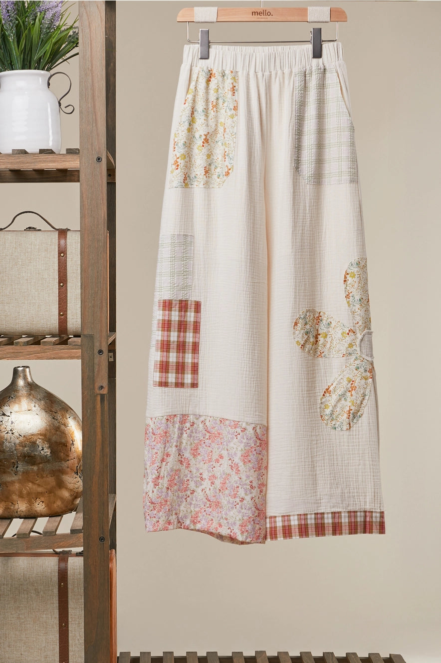 Boho Patchwork Wide Leg Pants