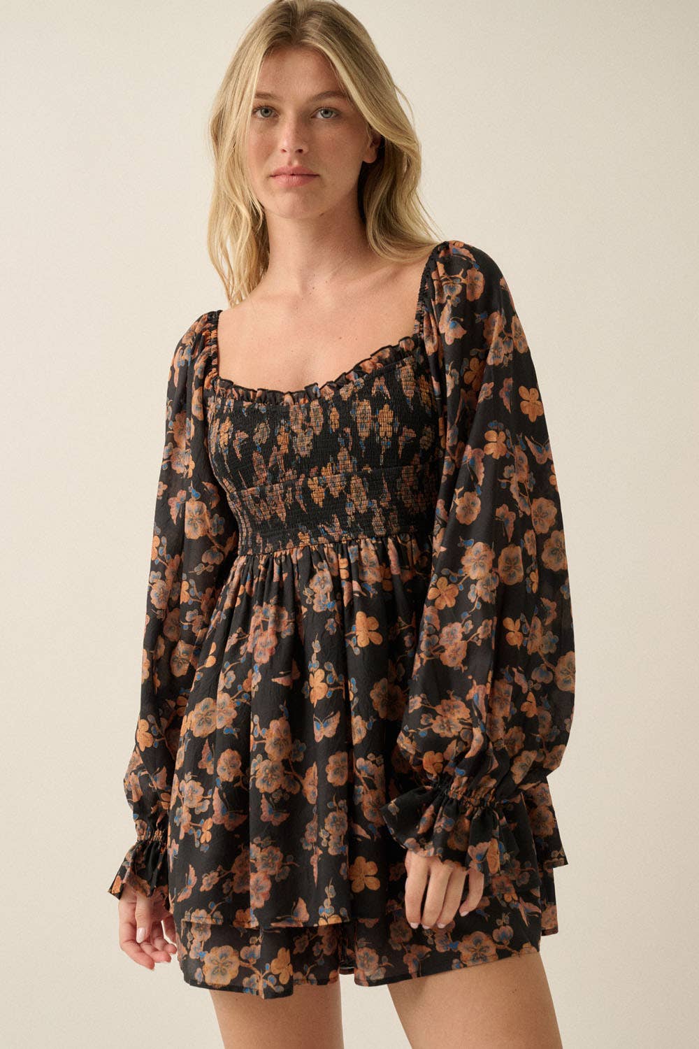 Floral Smocked Tiered Romper