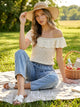 Cream Crochet Off-the-Shoulder Top