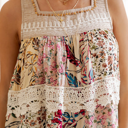 Boho Tiered Floral Print Tank Top