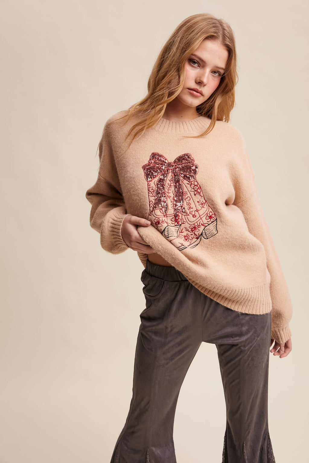 Nashville Sparkle Cowboy Boot Sweater