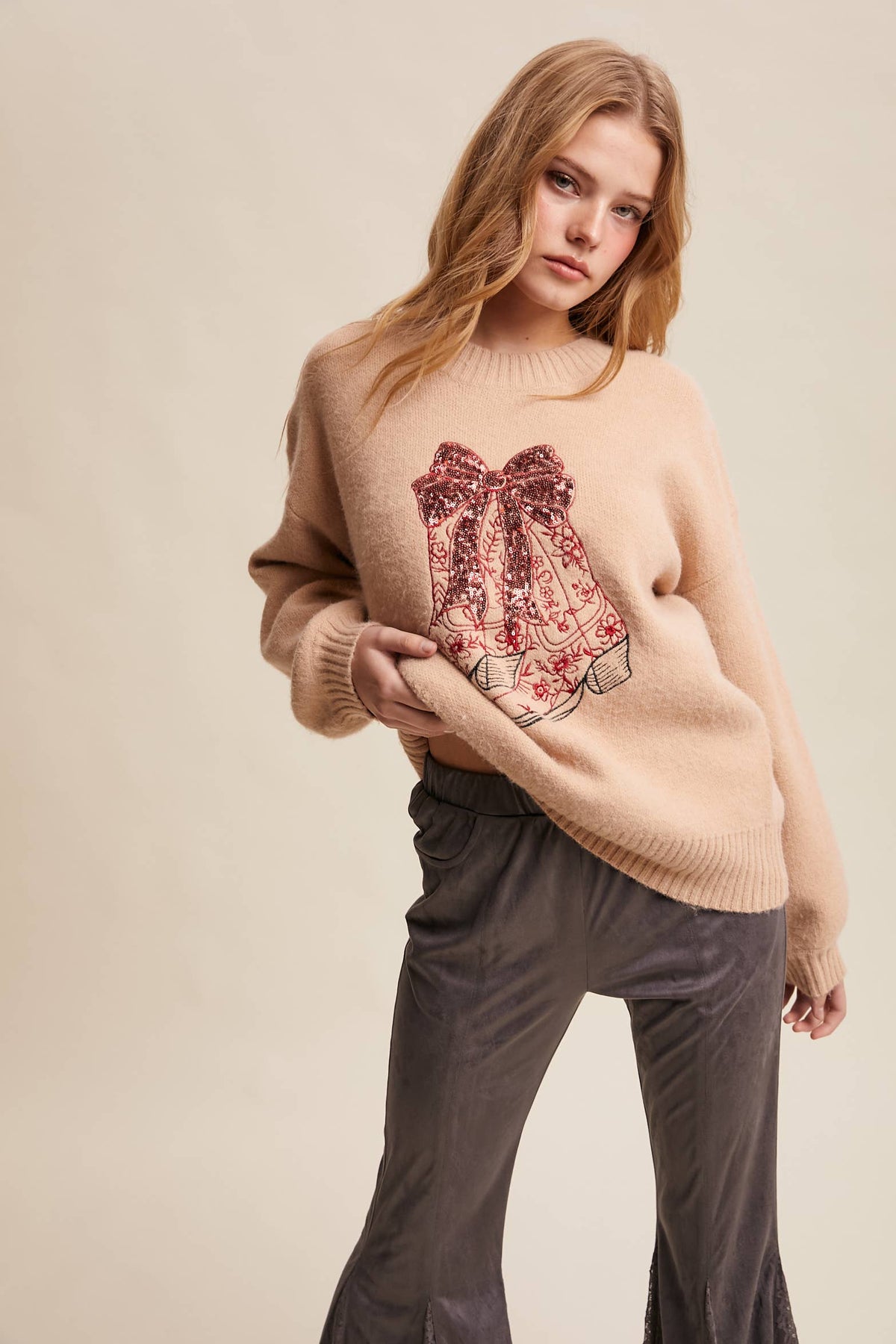 Nashville Sparkle Cowboy Boot Sweater