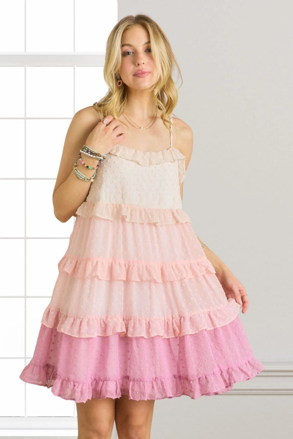 Swiss Dot Mini Dress - Mauve