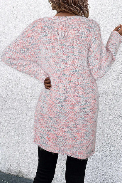 Pink Confetti Open Front Knit Cardigan
