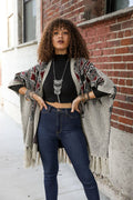 Cozy Heather Argyle Knit Ruana