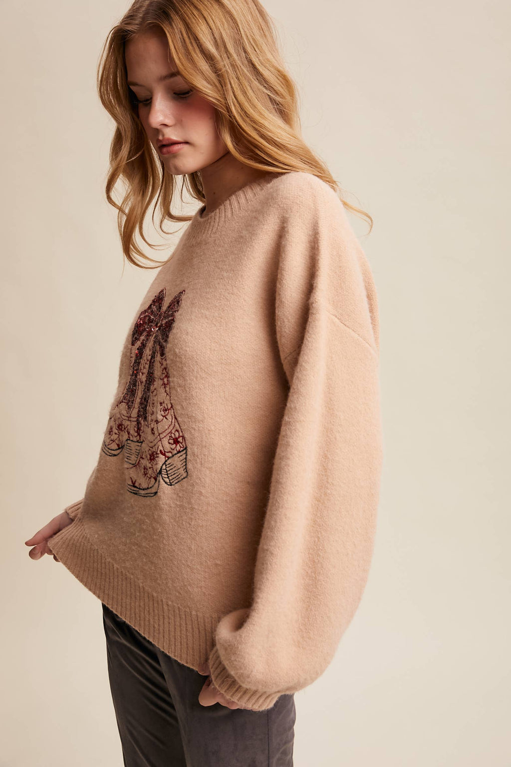 Nashville Sparkle Cowboy Boot Sweater