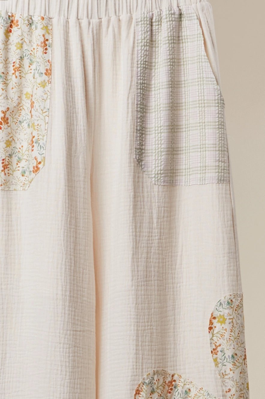 Boho Patchwork Wide Leg Pants