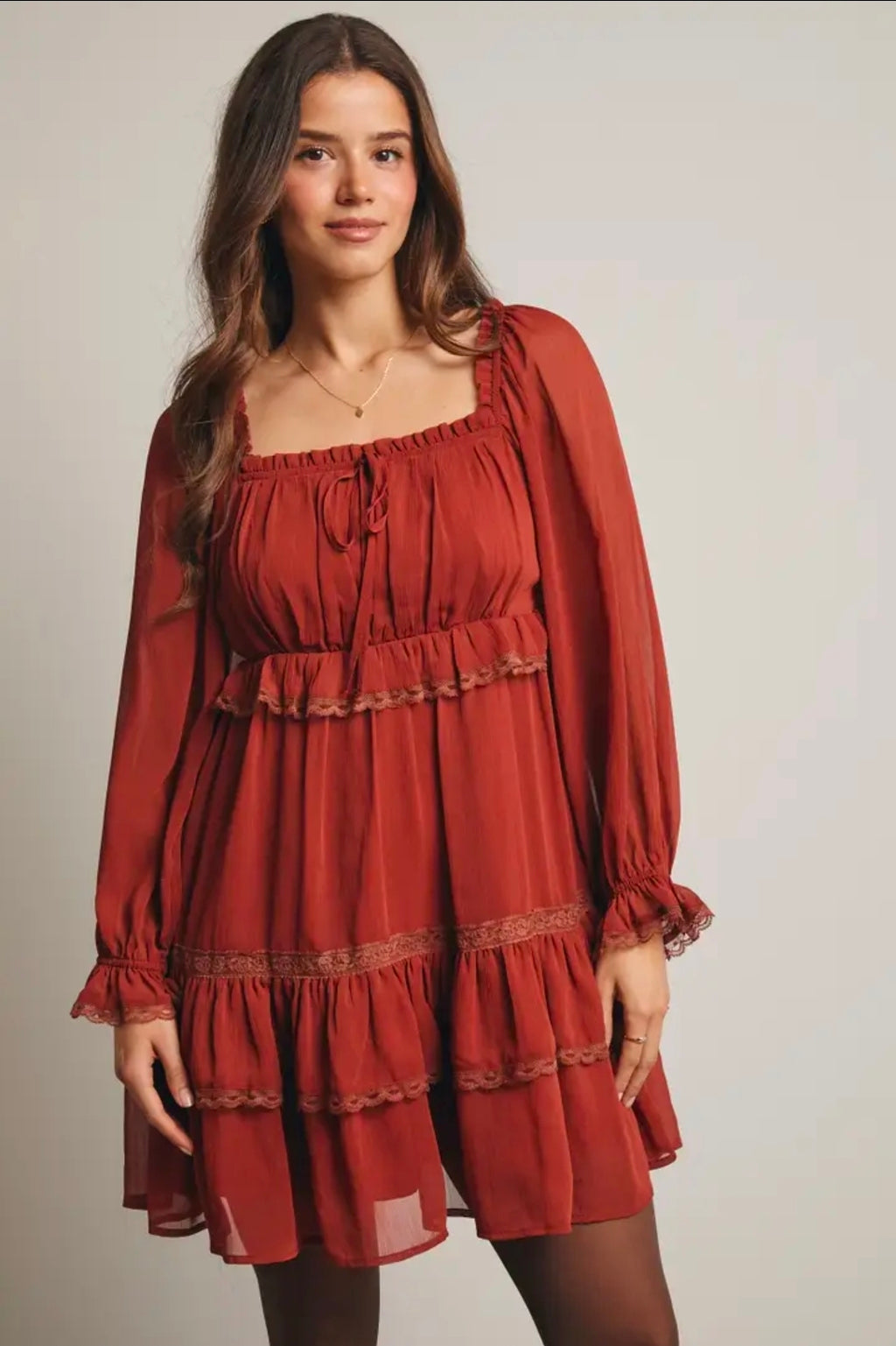 Tiered Boho Rust Dress