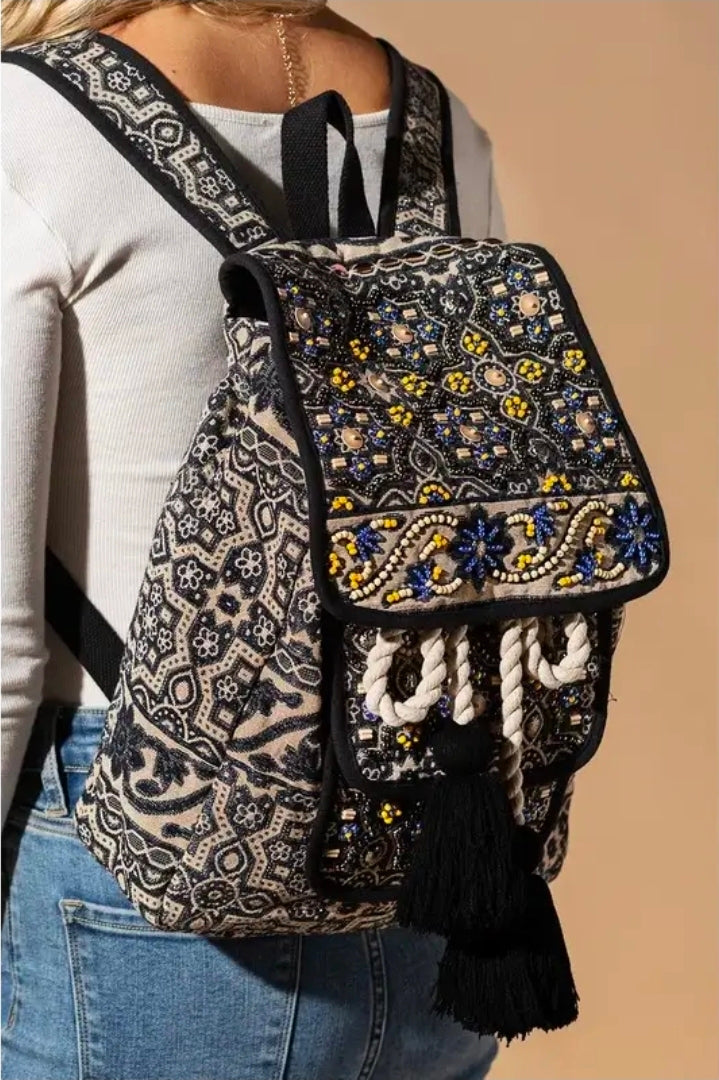 🌙Moon Flower Boho Backpack 🎒