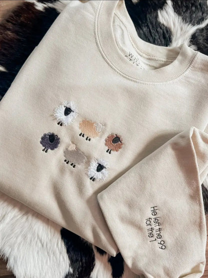✨ He Left the 99 for the 1 Embroidered Sweatshirt 🐑🤍