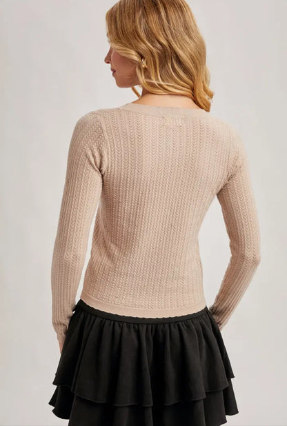 Long Sleeve Pointelle Knit Top