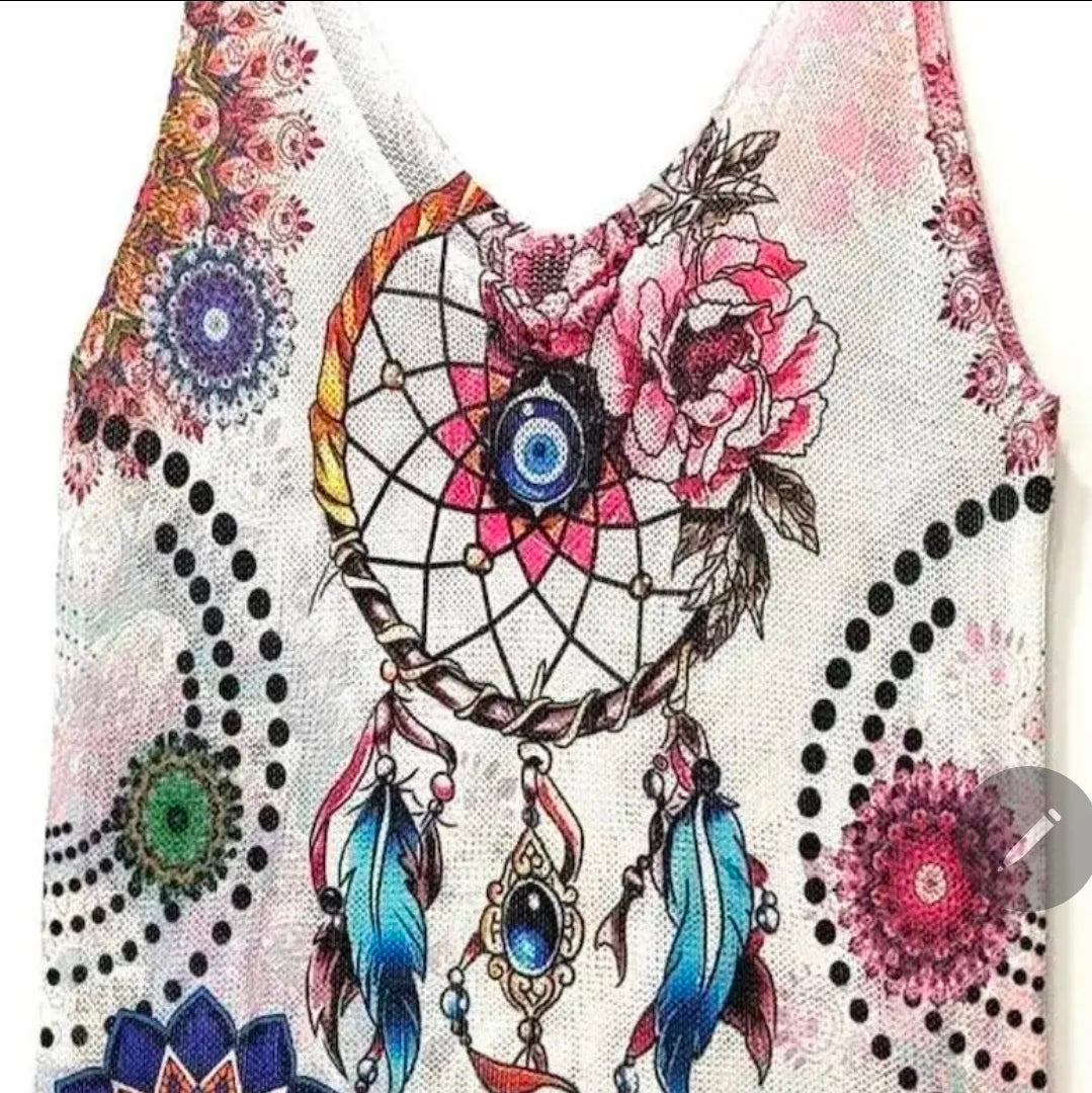 White Dreamcatcher V-Neck Knit Sweater