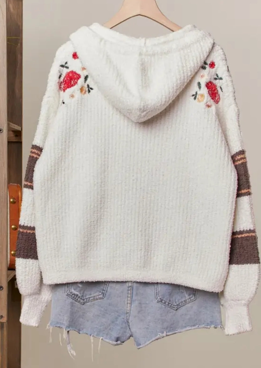 Floral Embroidery Patchwork Cardigan