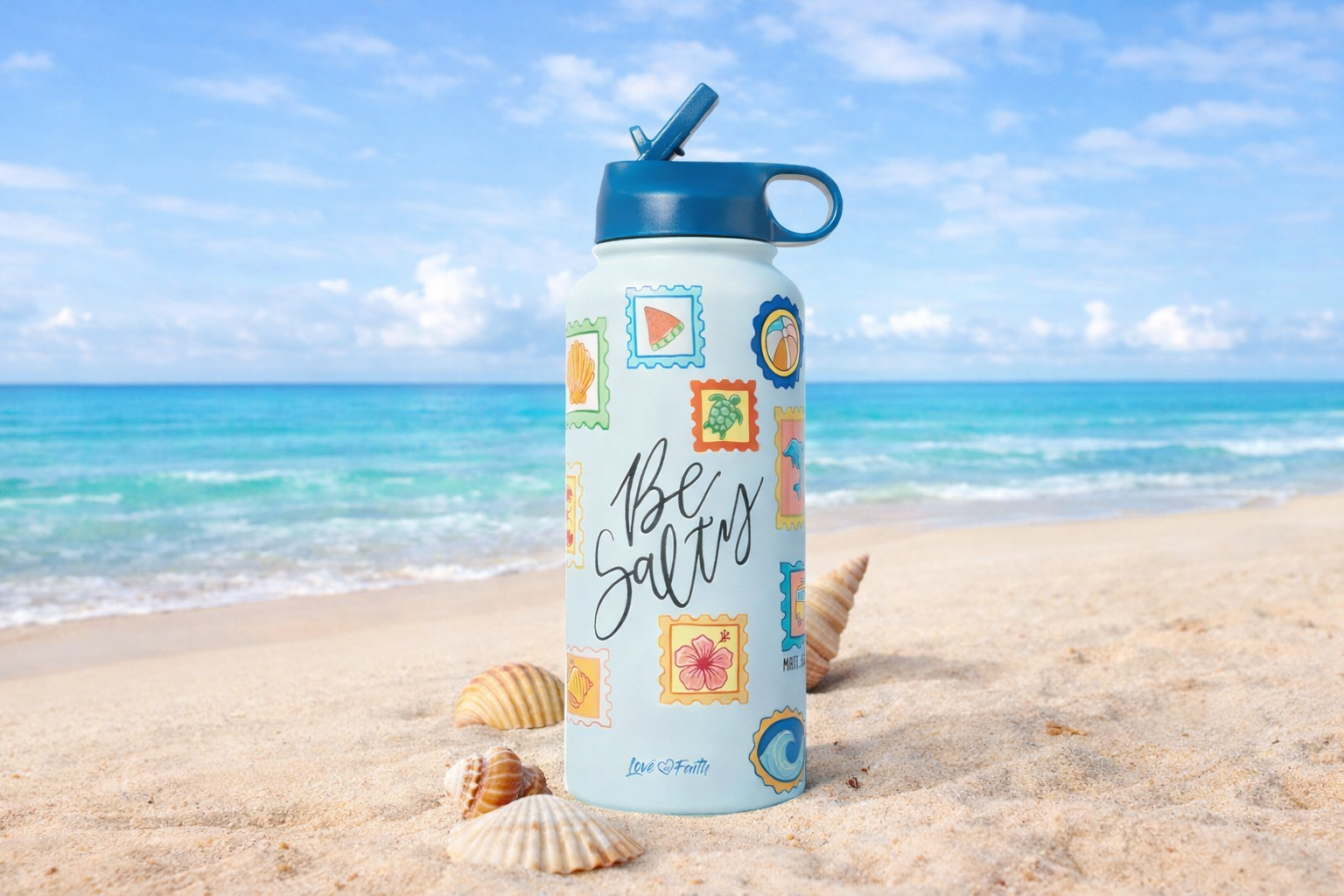 Be Salty Stamps Stainless Steel 32 oz Bottle 🏖️