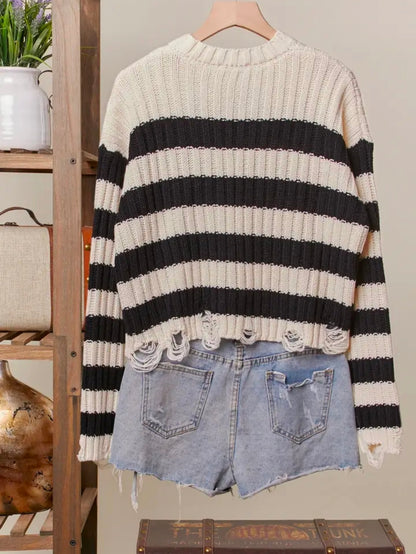 Star Denim Distressed Sweater