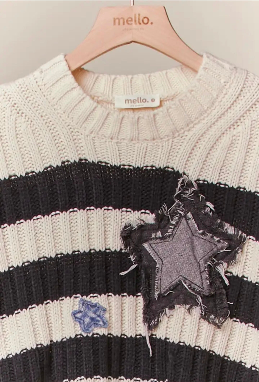 Star Denim Distressed Sweater