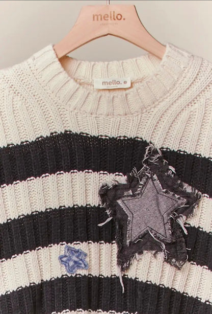 Star Denim Distressed Sweater