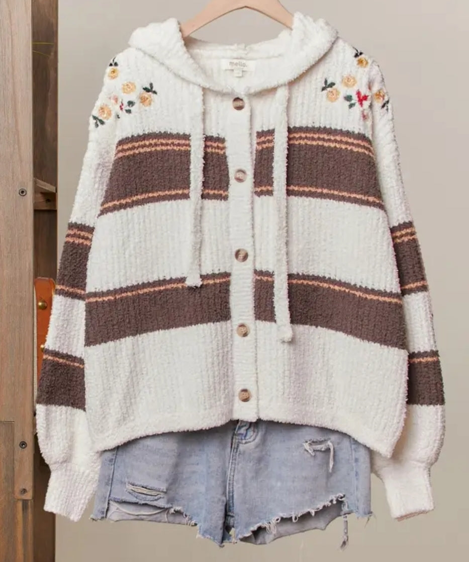 Floral Embroidery Patchwork Cardigan