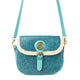 MYRA-Embossed Leather Crossbody Bag with Fur Accent