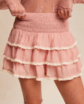 Blush Lace Tiered Smocked Skort