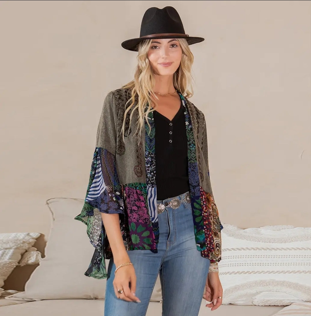 Boho Rustic Embellished Shrug
