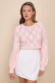 🌸 Pretty in Pink Openwork Puff Sleeve Sweater 🌸