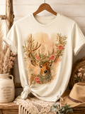 Ethereal Floral Deer Crystal Graphic Tee