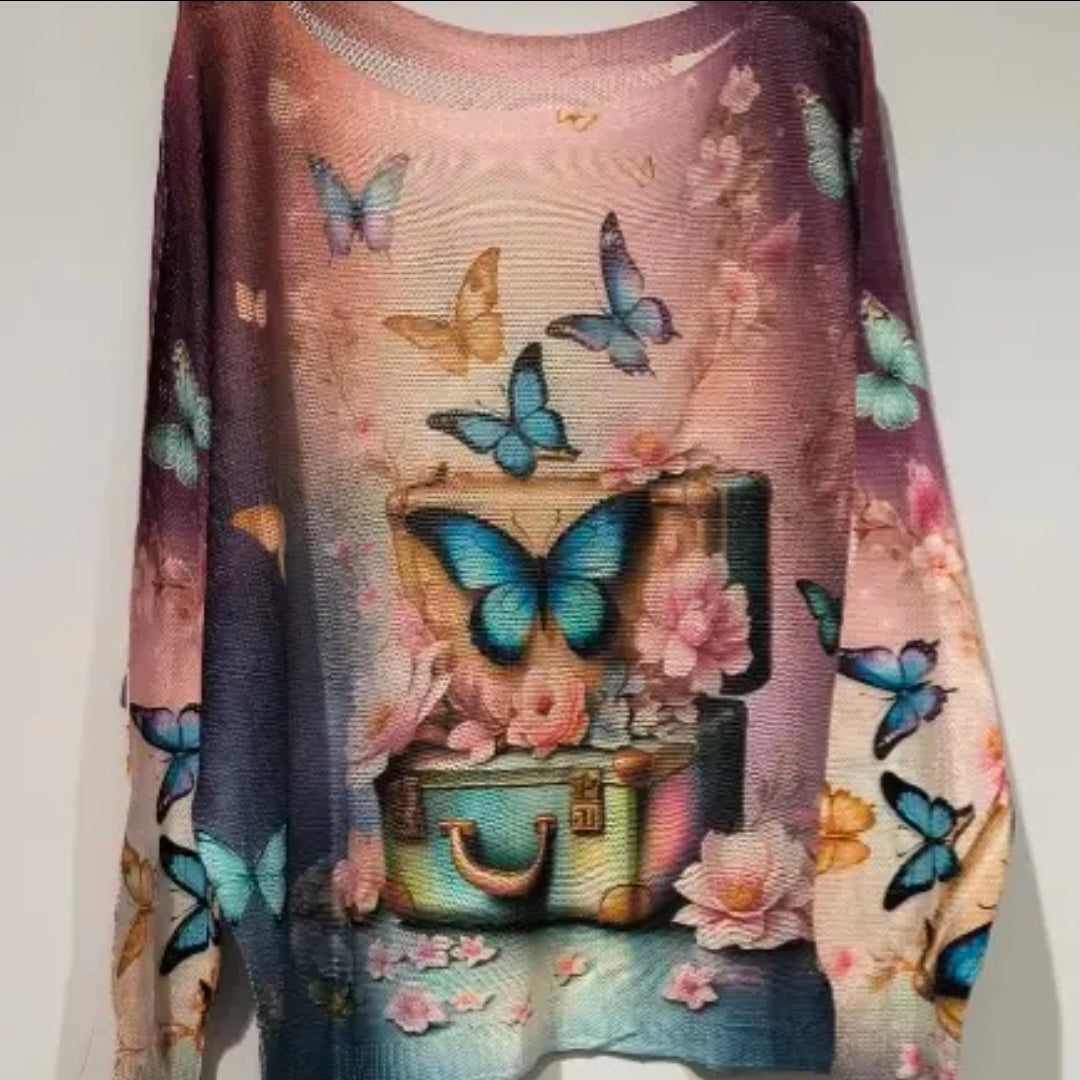 🦋 Butterfly Dreams Artistic Knit Sweater – Made in Italy | One Size